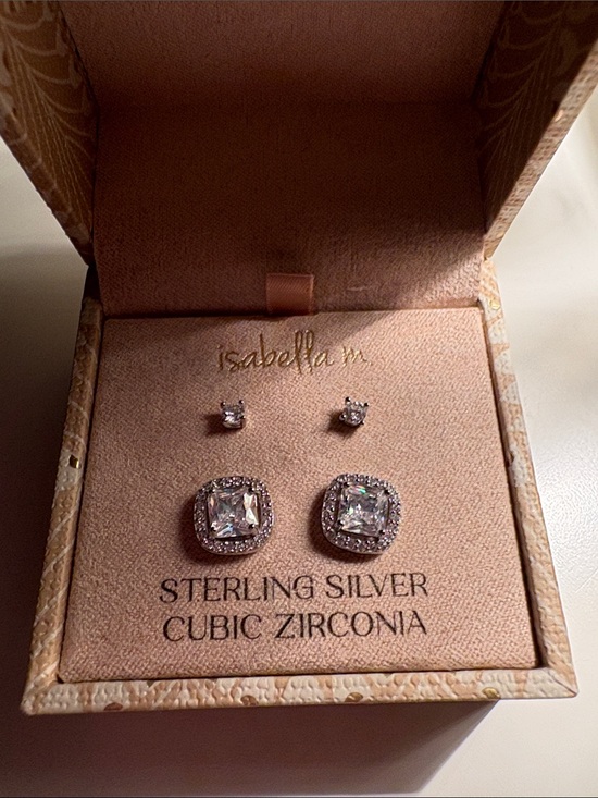 isabella M Jewelry - Sterling Silver Stud earrings 2 sets with CZ Stones new in box